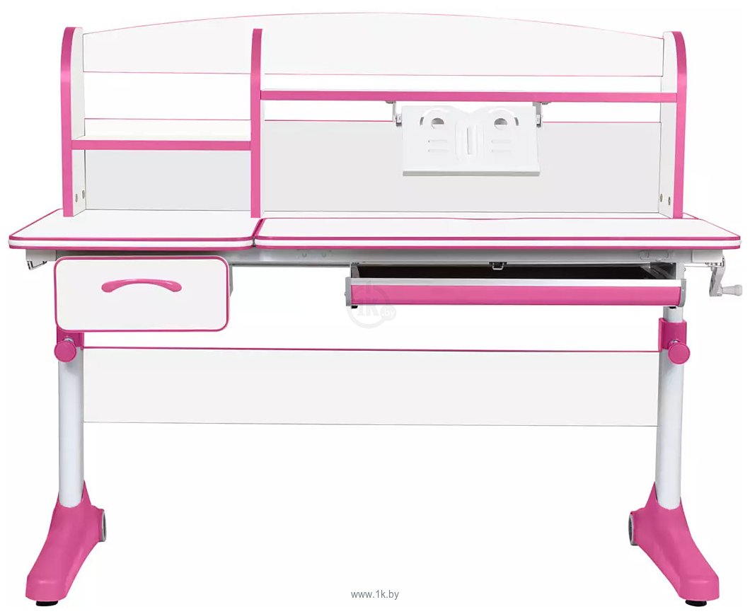 Фотографии Anatomica Uniqa + надстройка + подставка для книг с розовым креслом Armata Duos (белый/розовый)