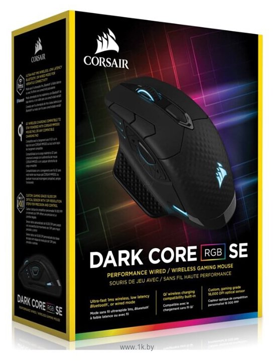 Фотографии Corsair Dark Core RGB black Wireless Gaming Mouse black USB