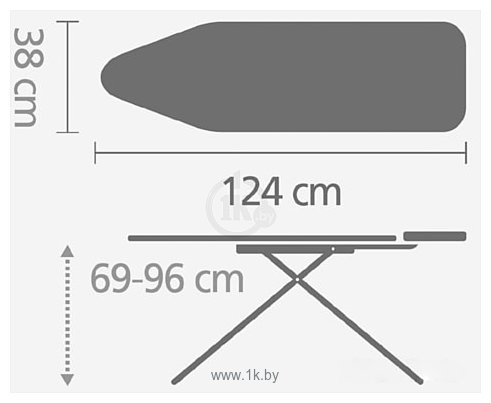 Фотографии Brabantia B 124x38 см 108488 (розовый сантини/каркас серый металлик)