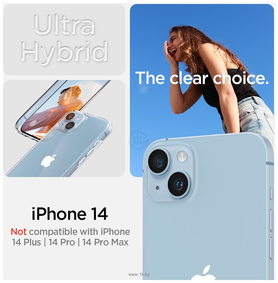 Фотографии Spigen Ultra Hybrid iPhone 14 ACS05040 (crystal clear)