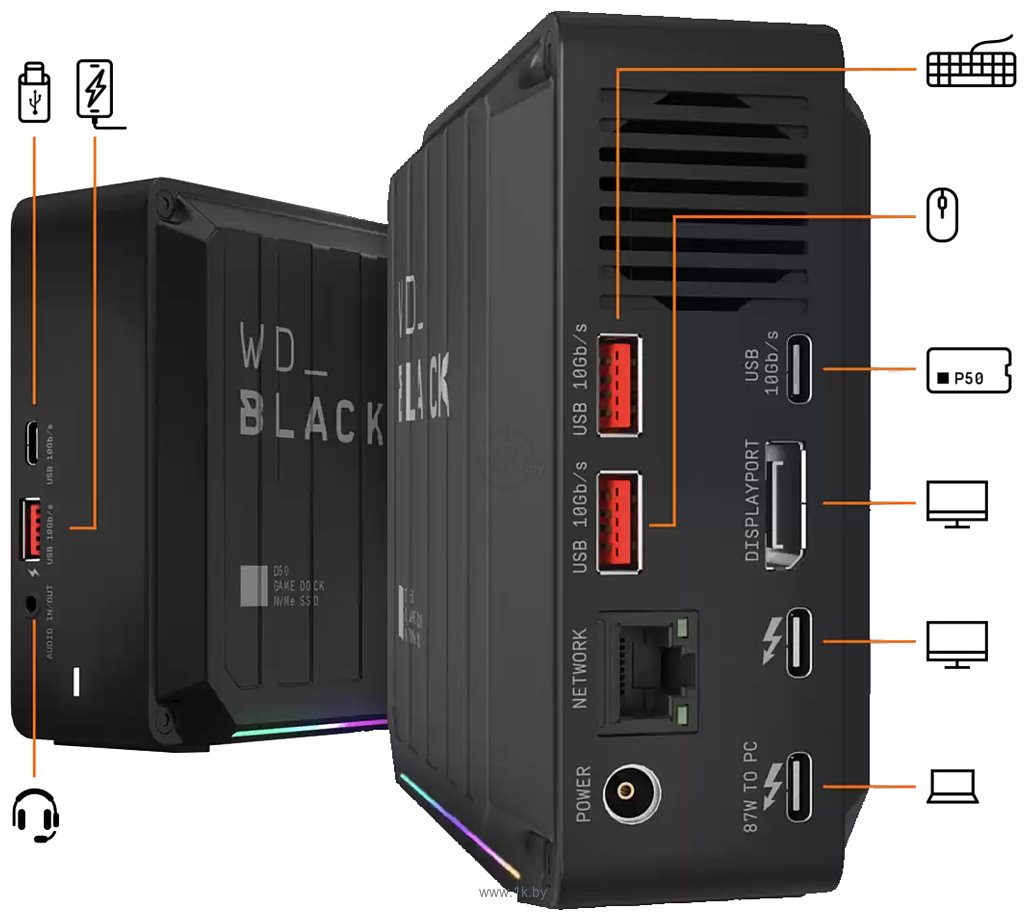 Фотографии WD Black D50 Game Dock NVMe 2TB WDBA3U0020BBK