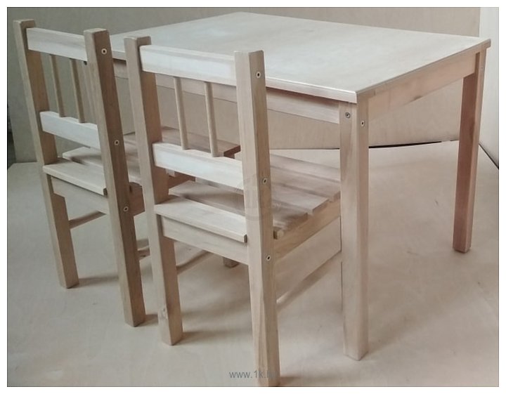Фотографии ВудГруппММ Набор стол 75x50 и два стула (натуральный)