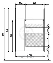 Фотографии 1Марка Тумба с раковиной Stretto 70П 1д У94633 (белый глянец)