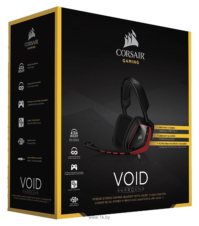 Фотографии Corsair VOID Surround Hybrid Stereo Gaming Headset with Dolby 7.1 USB Adapter