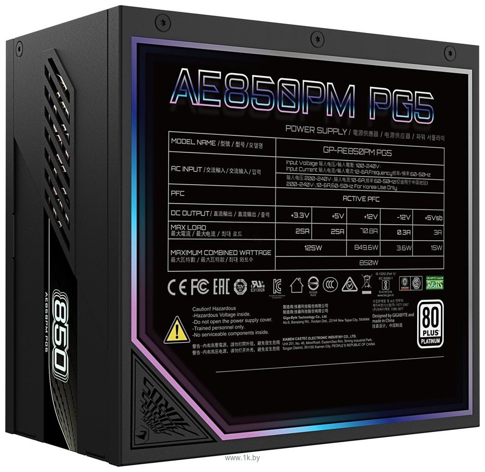 Фотографии Gigabyte Aorus Elite P850W Platinum AE850PM PG5
