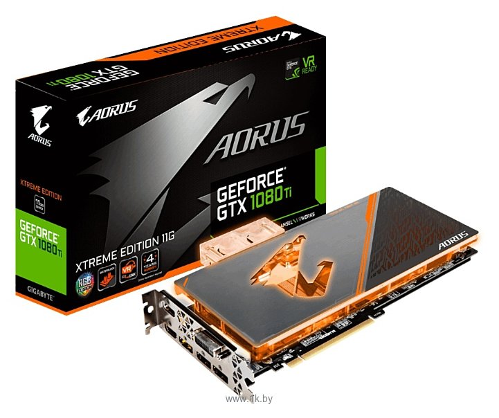 Фотографии GIGABYTE GeForce GTX 1080 Ti 1632Mhz PCI-E 3.0 11264Mb 11448Mhz 352 bit DVI 3xHDMI HDCP Aorus Waterforce WB Xtreme Edition