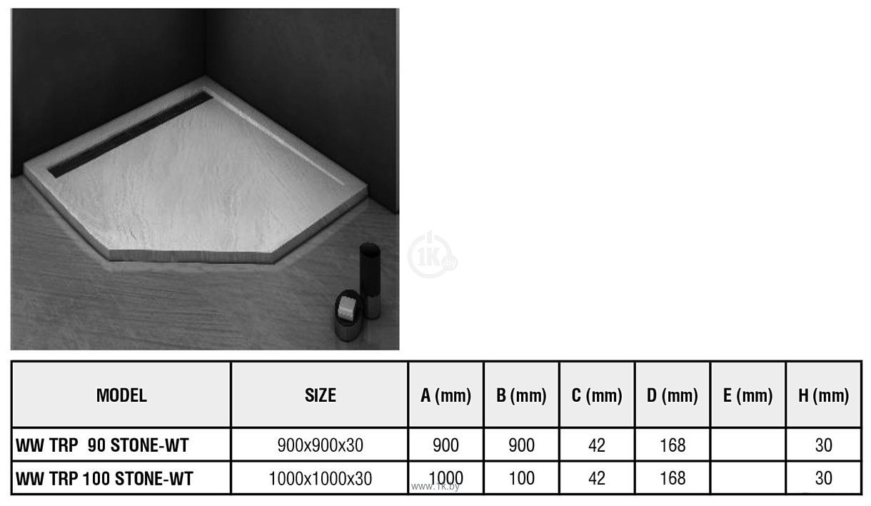 Фотографии WeltWasser TRP 100 Stone-WT 100x100