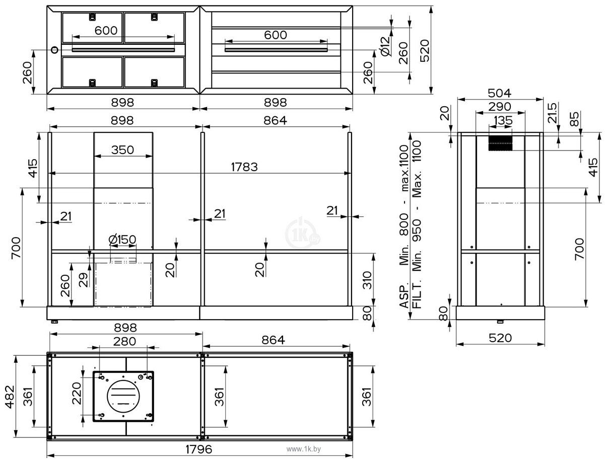 Фотографии Faber T-Shelf EV8 Titanium Matt A180 325.0617.018