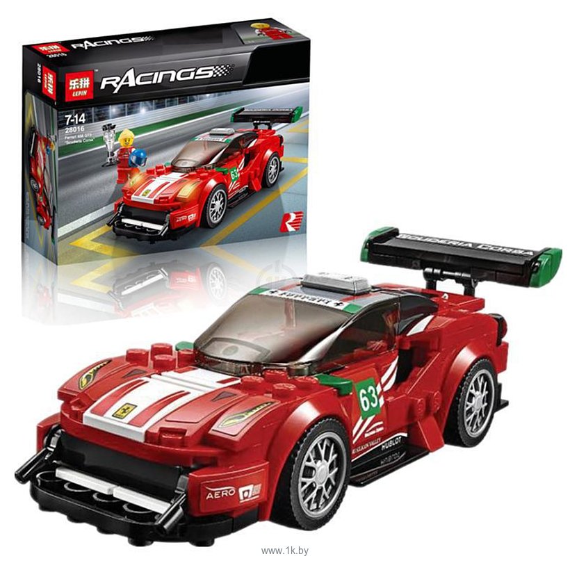 Фотографии Lepin Speed Champions 28016 Феррари 488 GT3 "Scuderia Corsa" аналог Lego 75886