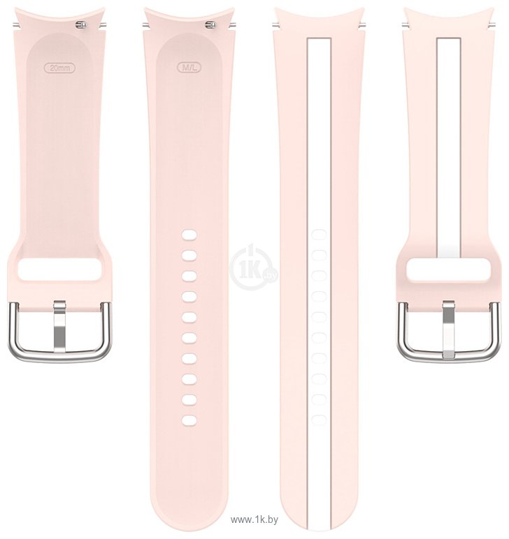 Фотографии Rumi Sport Line силиконовый для Samsung Galaxy Watch4/5 (20 мм, розовый/белый)