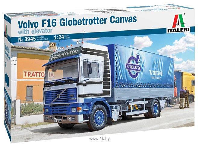 Фотографии Italeri 3945 Volvo F16 Globetrotter Canvas Truck With Elevator