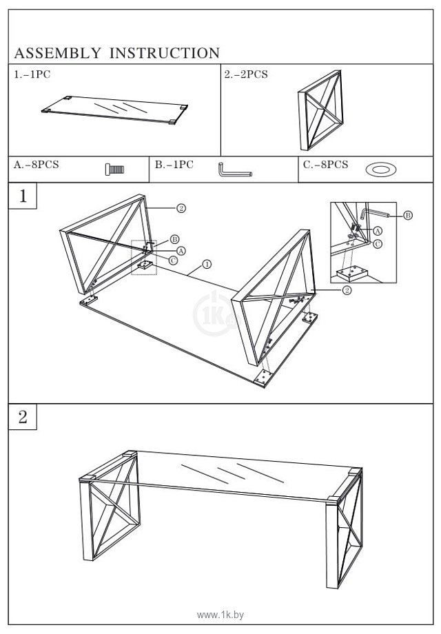 Фотографии Stool Group Кросс 120x60 ECT-008 (прозрачное стекло/сталь серебристый)