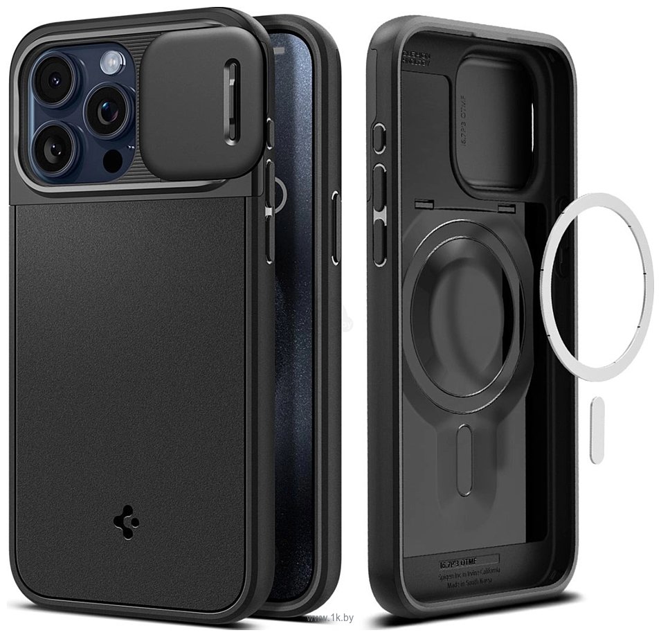 Фотографии Spigen Optik Armor (MagFit) для iPhone 15 Pro Max ACS06599 (черный)