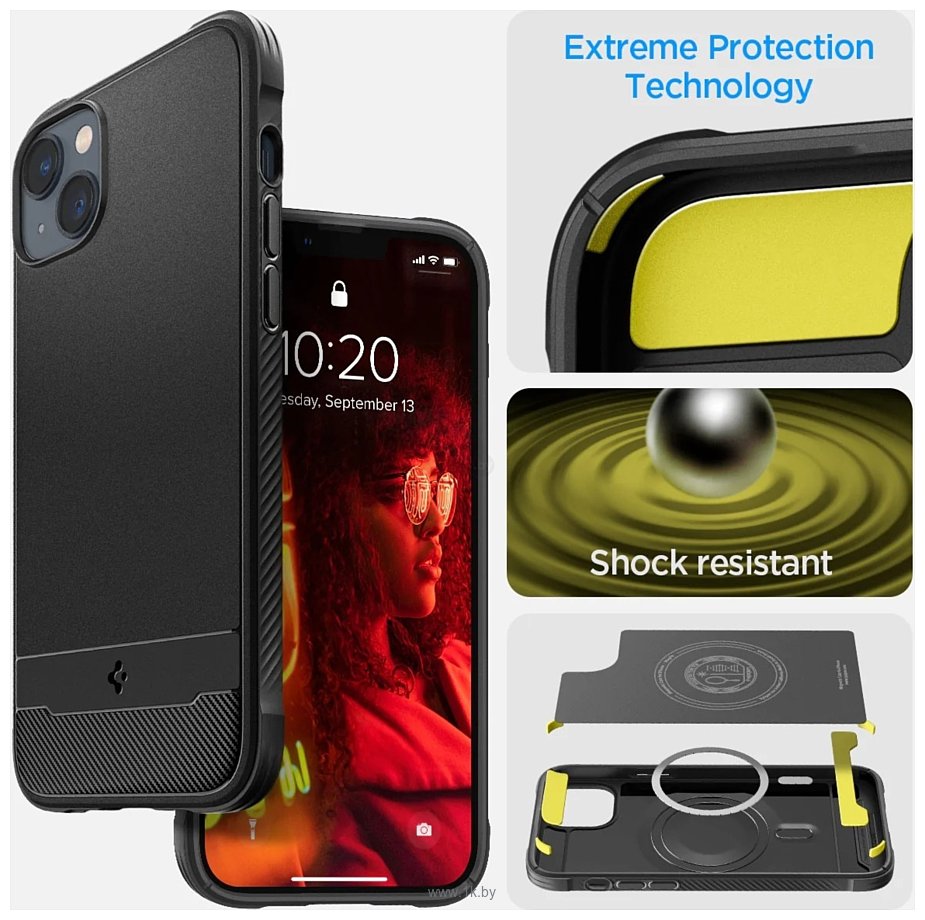 Фотографии Spigen Rugged Armor (MagFit) для iPhone 14 ACS05036 (черный)