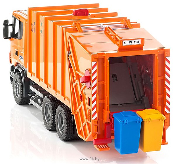 Фотографии Bruder Scania R-series Garbage truck orange 03560