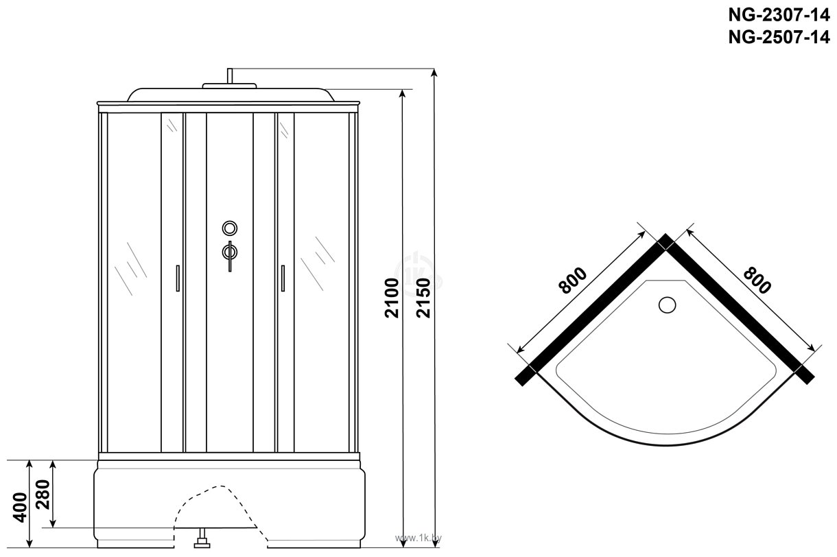 Фотографии Niagara NG-2307-14 80x80x215 (матовое стекло) Фотографии Niagara NG-2307-14 80x80x215 (матовое стекло)
