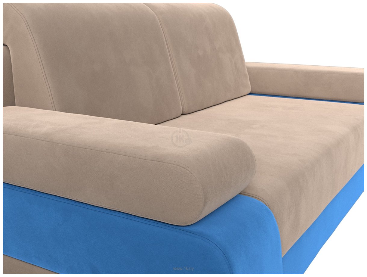 Фотографии Лига диванов Денвер 115520 (велюр, бежевый/голубой)