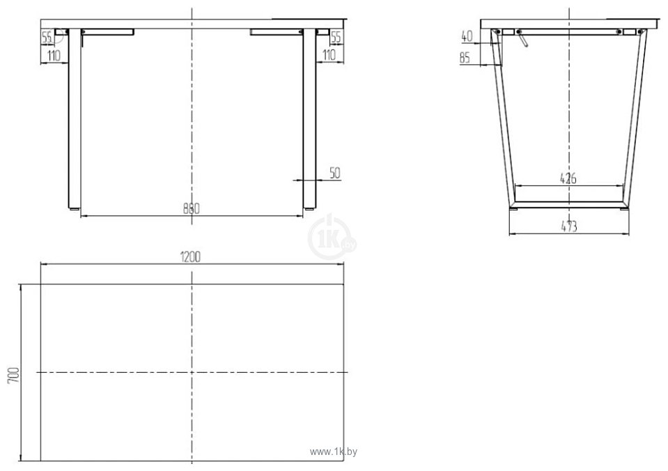 Фотографии Millwood Лофт Уэльс Л 120x70x75 (36 мм, дуб табачный Craft/металл черный)