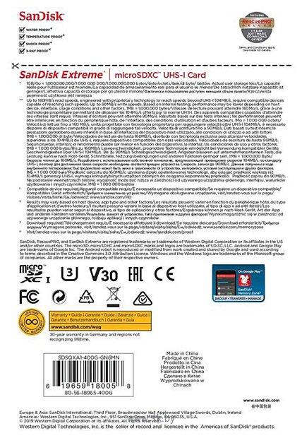 Фотографии SanDisk Extreme microSDXC SDSQXA1-400G-GN6MN 400GB