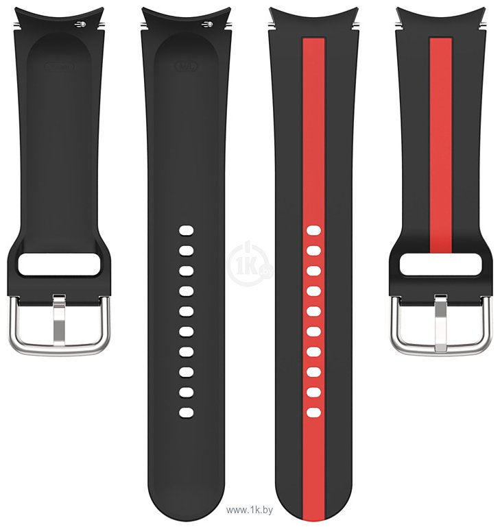 Фотографии Rumi Sport Line силиконовый для Samsung Galaxy Watch4/5 (20 мм, черный/красный)