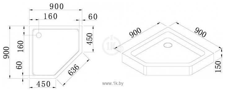 Фотографии Cezares 90x90 TRAY-A-P-90-15-W0 (без сифона)