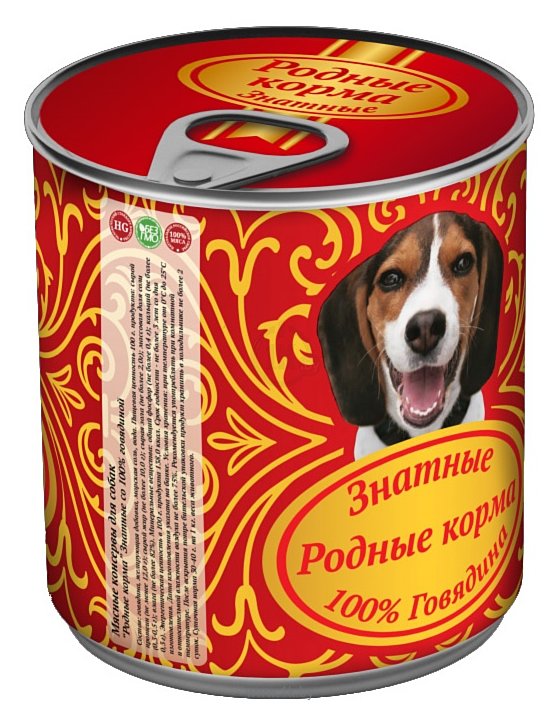 Фотографии Родные корма Знатные консервы 100% говядина для взрослых собак (0.34 кг) 1 шт.