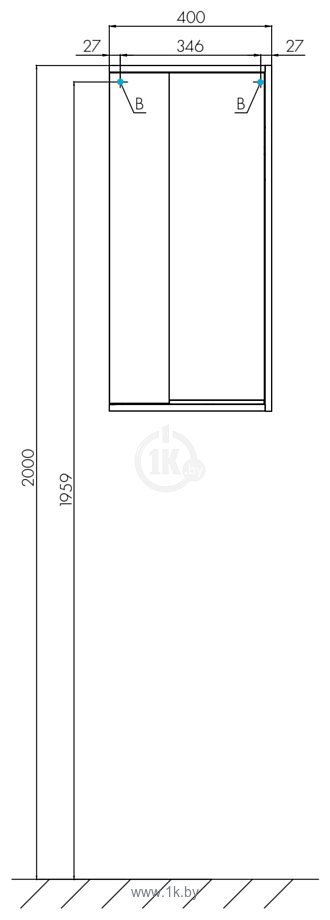 Фотографии Акватон Шкаф-полупенал Бостон 40 1A239903BN010 (белый/дуб эврика)