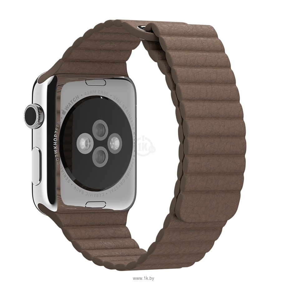 Фотографии Apple Watch 42mm Stainless Steel with Light Brown Leather Loop (MJ402)