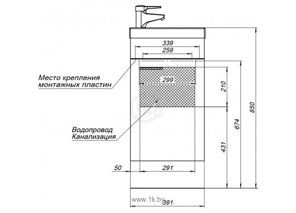 Фотографии Aquanet Тумба Нота 40 00254044 с умывальником Moduo 40 (левый, белый)