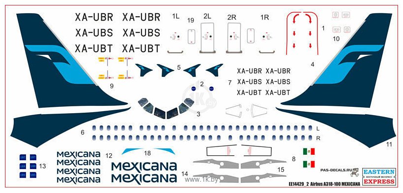 Фотографии Eastern Express Авиалайнер А-318 Mexicana EE14429-2