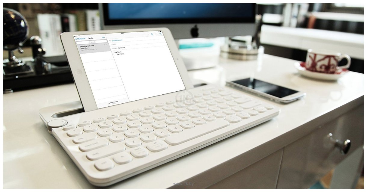 Фотографии Logitech Bluetooth Multi-Device Keyboard K480 white (без кириллицы)