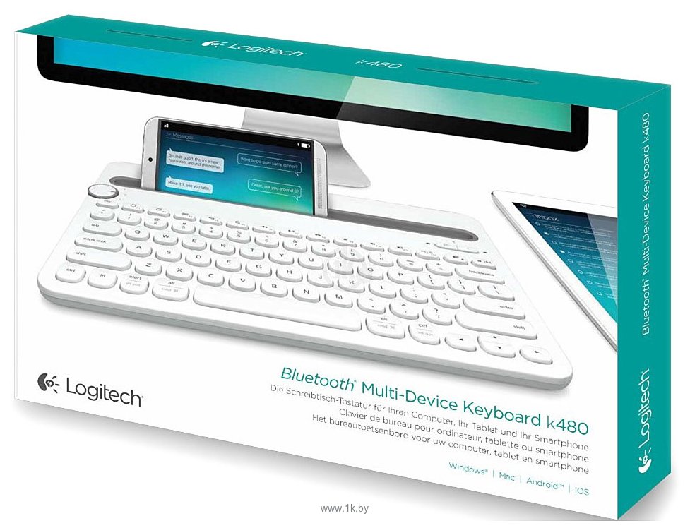 Фотографии Logitech Bluetooth Multi-Device Keyboard K480 white (без кириллицы)