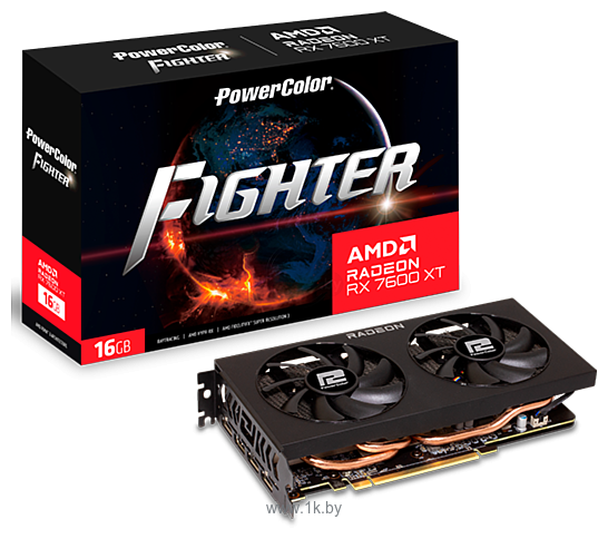 Фотографии PowerColor Fighter AMD Radeon RX 7600 XT 16GB GDDR6 (RX 7600 XT 16G-F)