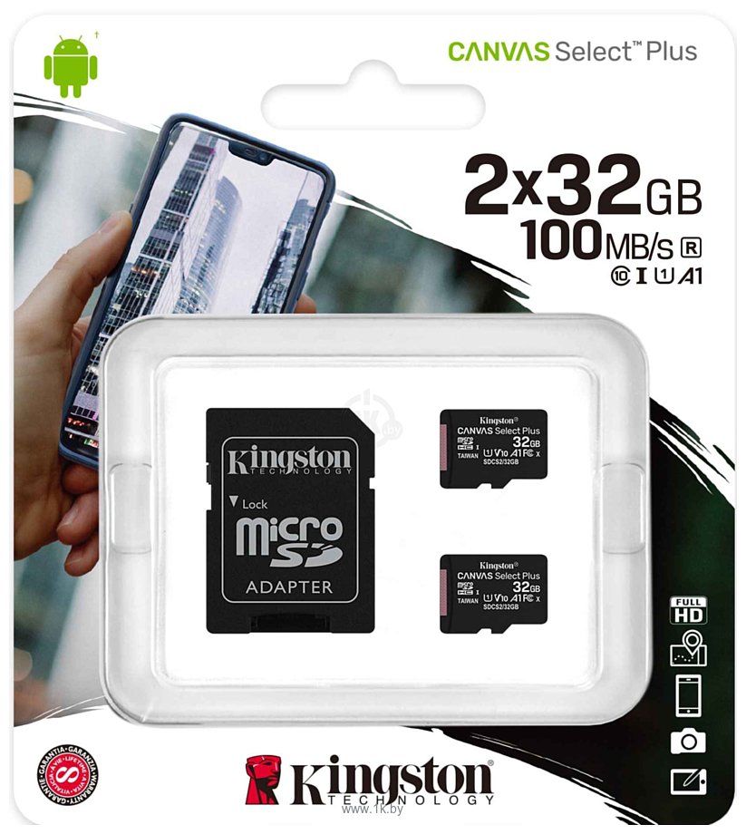 Фотографии Kingston Canvas Select Plus microSDHC 2x32GB (с адаптером)