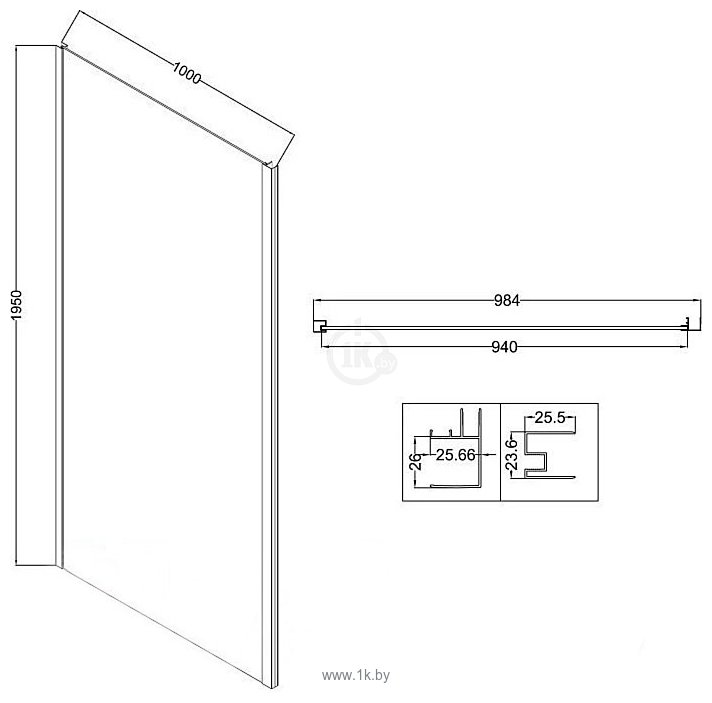 Фотографии Niagara Nova NG-A100GR-34 100х195 (графит/прозрачное стекло)