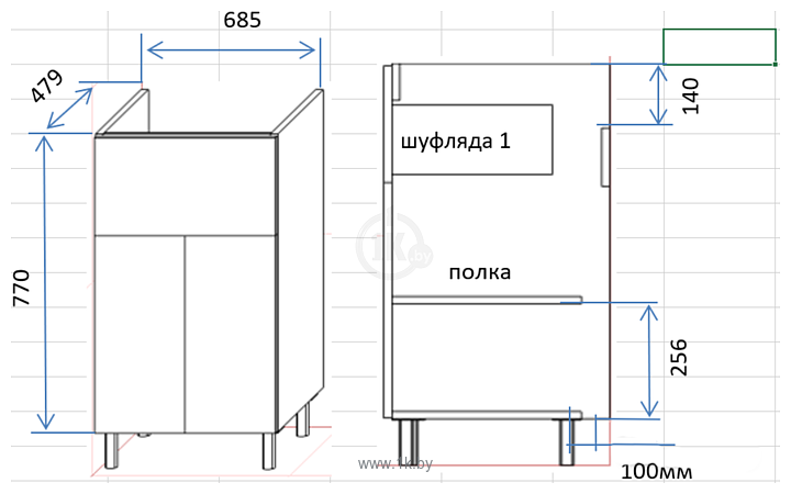 Фотографии Dana  Премиум 130 напольная на 1 ящик (левый)