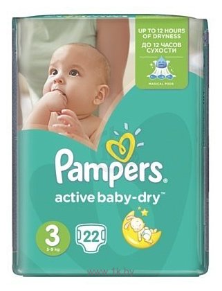 Фотографии Pampers Active Baby-Dry 3 Midi (6-10 кг), 22 шт