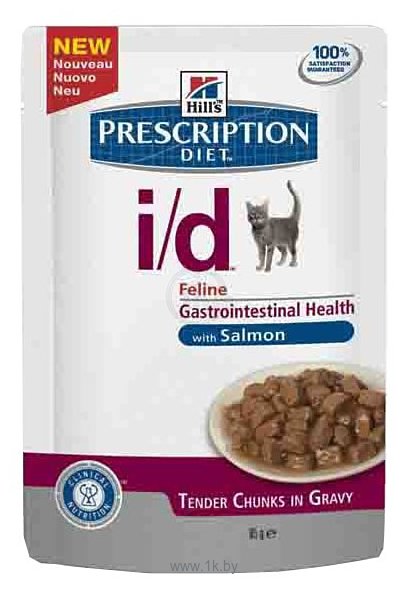 Фотографии Hill's (0.085 кг) 12 шт. Prescription Diet I/D Feline Gastrointestinal Health in Gravy with Salmon