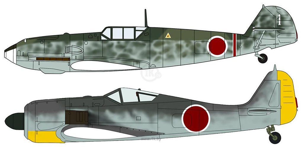 Фотографии Hasegawa Messerschmitt BF109E-7 & FW190A-5 Japanese Army (2 kits)
