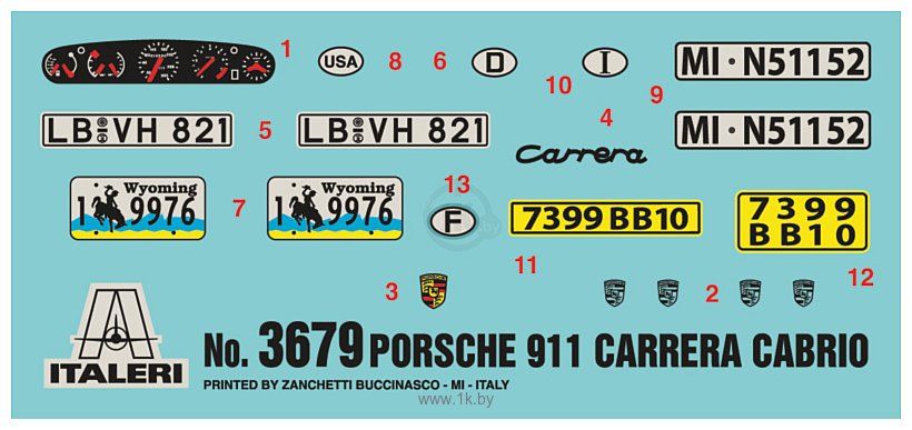 Фотографии Italeri 3679 Porsche 911 Carrera Cabrio