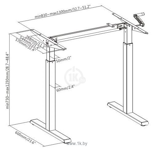 Фотографии ErgoSmart Manual Desk Compact 1360x800x36 мм (дуб мореный/черный)