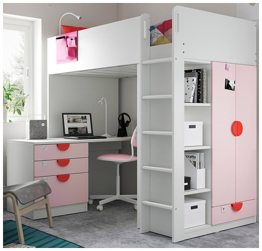 Фотографии Ikea Смостад 200x90 (белый, бледно-розовый) 594.355.81