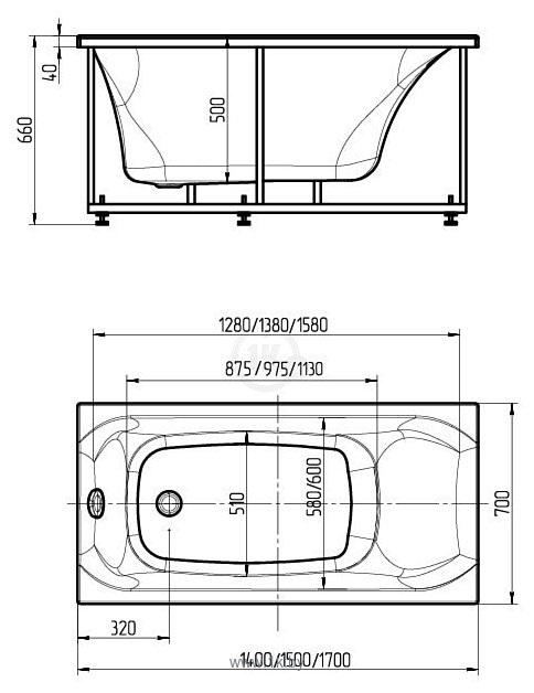 Фотографии Aquatek Альфа 170x70 R с экраном