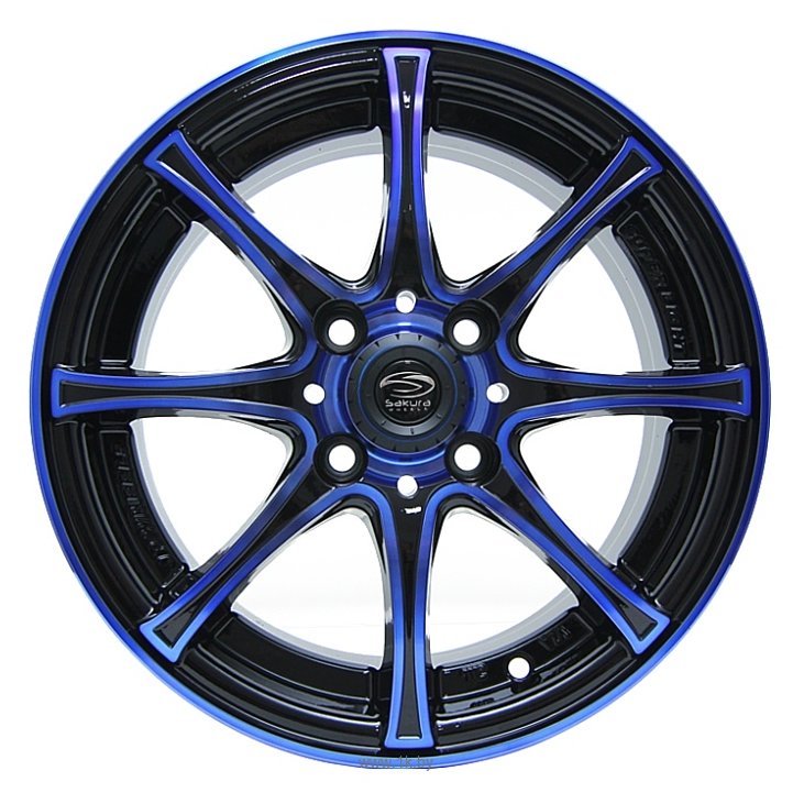 Фотографии Sakura Wheels 360 5.5x14/4x100 D73.1 ET40 Черный с синим