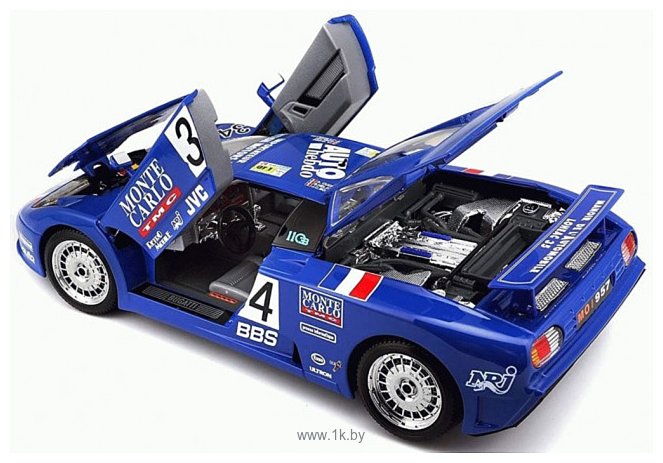 Фотографии Bburago Bugatti ЕВ 110 Super Sport 1994 Race 18-28010 (синий)