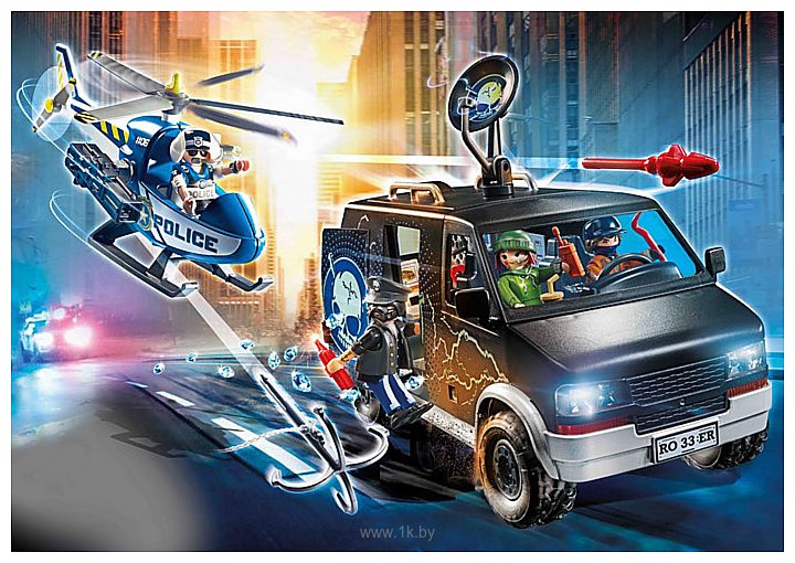 Фотографии Playmobil PM70575 Погоня на вертолете с беглым фургоном