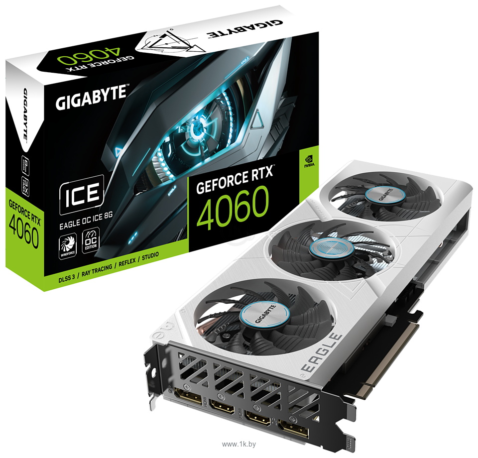 Фотографии Gigabyte GeForce RTX 4060 Ti Eagle OC Ice 8G (GV-N406TEAGLEOC ICE-8GD)