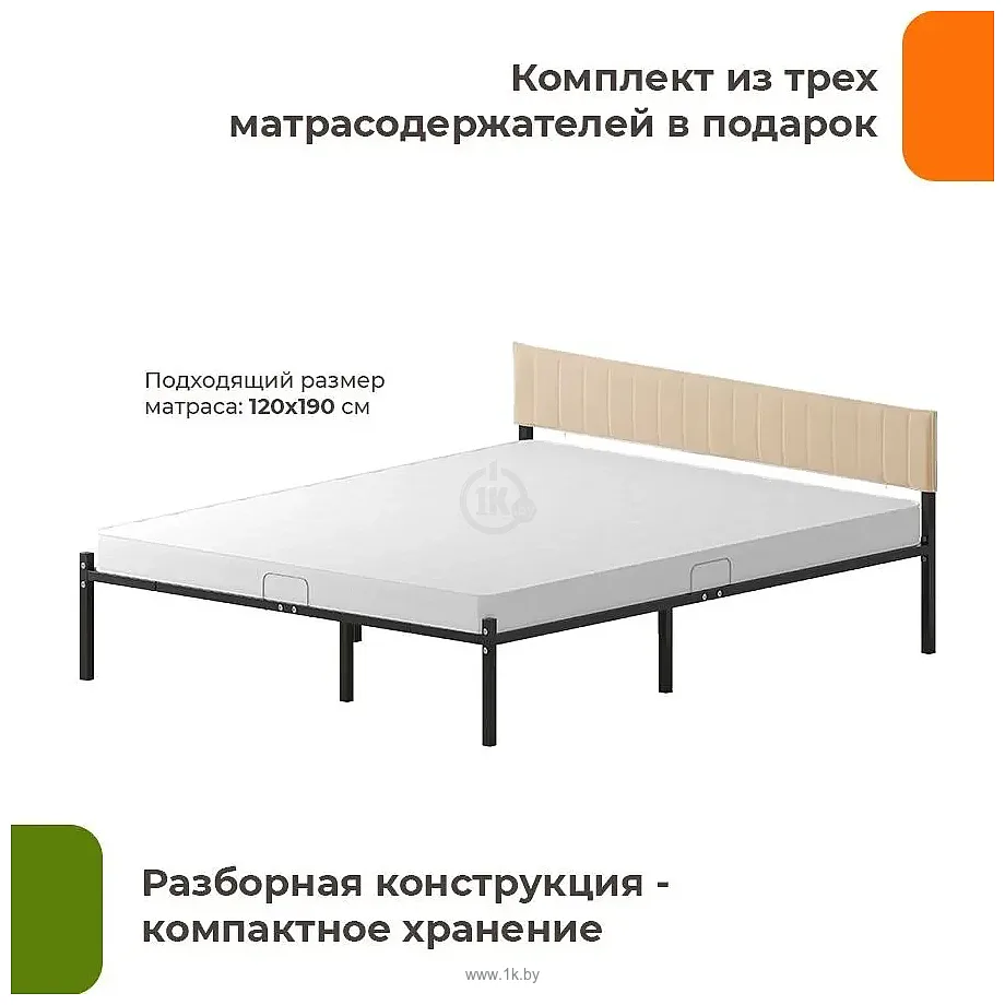 Фотографии Домаклево Лофт Компакт 120x190 (черный/бежевый велюровый чехол)
