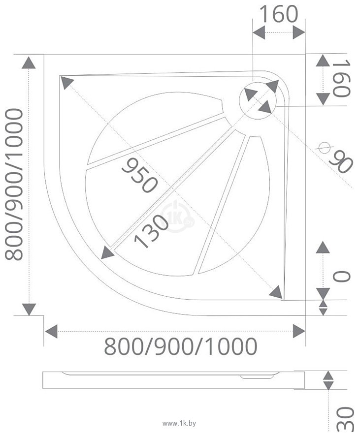 Фотографии Good Door Эклипс 100x100 с сифоном и экраном (белый)
