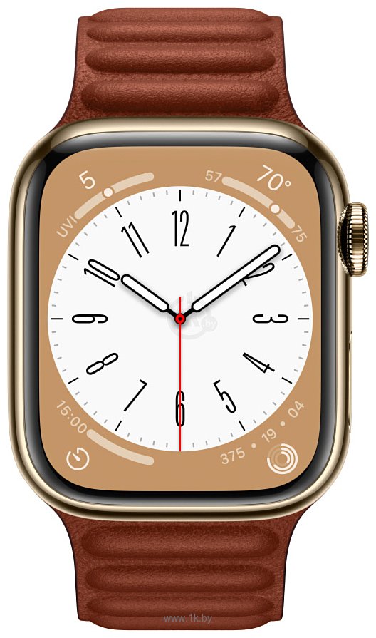 Фотографии Apple Watch Series 8 41 мм (корпус из нержавеющей стали, кожаный ремешок)